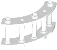 LEGO part Zaun 4 x 4 x 2 Viertelrunde mit Spindeln und 3 Noppen 21229