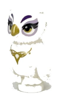 LEGO onderdeel Owl, Elves with Gold Beak, Eyes and Necklace and Lavender Eye Borders Pattern (Nascha) 21333pb01