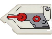 LEGO onderdeel Tile, Modified 2 x 3 Pentagonal with Light Bluish Gray Engine Cover and Red Hose and Circles Pattern 22385pb279