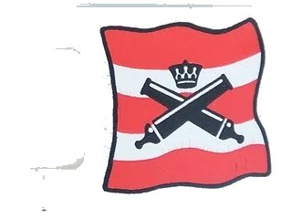 LEGO onderdeel Flag 2 x 2 Square with Crossed Cannons over Red Stripes, Black Outline Pattern (2335pb002)