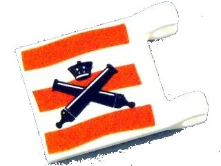 LEGO onderdeel Flag 2 x 2 Square with Crossed Cannons over Red Stripes, No Outline Pattern (2335pb003)