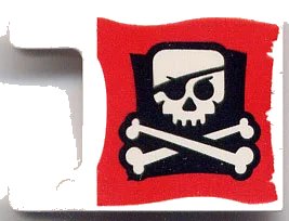 LEGO onderdeel Flag 2 x 2 Square with Skull and Crossbones (Eye Patch) Pattern (2335pb008)