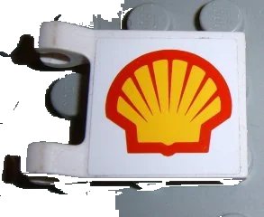 LEGO onderdeel Flag 2 x 2 Square with Shell Logo Pattern on Both Sides (Stickers) - Set 2554 (2335pb011)