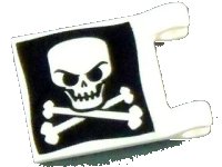 LEGO part Flag 2 x 2 Square with Evil Skull and Crossbones on Black Background Pattern on Both Sides (Jolly Roger) 2335pb030