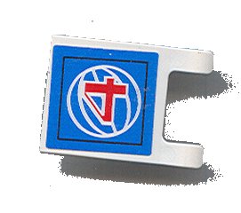 LEGO part Flag 2 x 2 Square with Red Number 4 and White Wire Frame Basketball on Blue Background Pattern (Sticker) - Sets 3432 / 3433 (2335pb046)