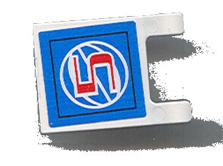 LEGO part Flag 2 x 2 Square with Red Number 5 and White Wire Frame Basketball on Blue Background Pattern (Sticker) - Sets 3432 / 3433 (2335pb047)