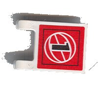 LEGO part Flag 2 x 2 Square with Black Number 1 and White Wire Frame Basketball on Red Background Pattern (Sticker) - Sets 3432 / 3433 2335pb048