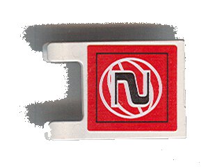 LEGO part Flag 2 x 2 Square with Black Number 2 and White Wire Frame Basketball on Red Background Pattern (Sticker) - Sets 3432 / 3433 (2335pb049)