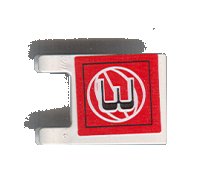 LEGO part Flag 2 x 2 Square with Black Number 3 and White Wire Frame Basketball on Red Background Pattern (Sticker) - Sets 3432 / 3433 2335pb050