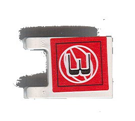 LEGO part Flag 2 x 2 Square with Black Number 3 and White Wire Frame Basketball on Red Background Pattern (Sticker) - Sets 3432 / 3433 (2335pb050)