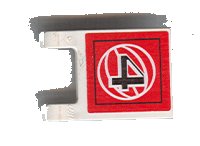 LEGO part Flag 2 x 2 Square with Black Number 4 and White Wire Frame Basketball on Red Background Pattern (Sticker) - Sets 3432 / 3433 2335pb051