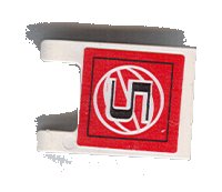 LEGO part Drapeau 2 x 2 Carré avec Motif Numéro 5 Noir et Panier de Basket Blanc sur Fond Rouge (Autocollant) - Sets 3432 / 3433 2335pb052