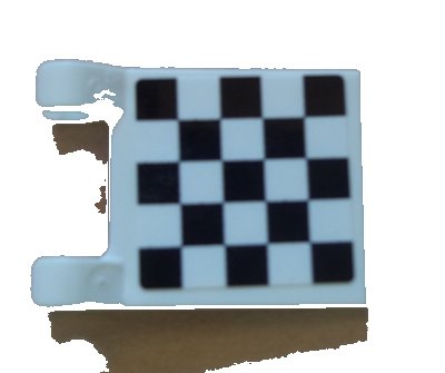 LEGO onderdeel Vlag 2 x 2 Vierkant met Geruite Patroon aan Één Zijde, Zwarte Hoeken (Sticker) (2335pb077)