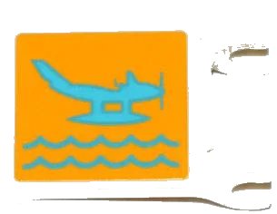LEGO onderdeel Flag 2 x 2 Square with Medium Azure Seaplane and Waves on Yellow Background Pattern on Both Sides (Stickers) - Set 3063 (2335pb101)