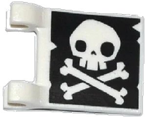 LEGO onderdeel Flag 2 x 2 Square with Skull and Crossbones with No Lower Jaw on Black Background Pattern on Both Sides (Jolly Roger) (2335pb129)