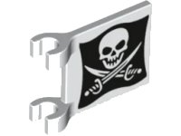 LEGO part Flag 2 x 2 Square with Skull and Crossed Cutlasses (Jolly Roger) Pattern 2335pb130