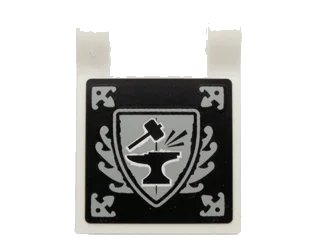 LEGO onderdeel Flag 2 x 2 Square with Black and Light Bluish Gray Blacksmith Hammer and Anvil Pattern on Both Sides (Stickers) - Set 70751 (2335pb135)