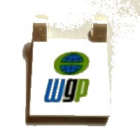 LEGO part Flag 2 x 2 Square with 'wgp' World Grand Prix Logo Pattern (Sticker) - Set 8206 2335pb138