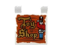 LEGO onderdeel Flag 2 x 2 Square with Gold 'Toy Shop' and Nutcracker Drummer on Wood Background Pattern 2335pb139
