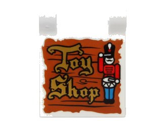 LEGO onderdeel Flag 2 x 2 Square with Gold 'Toy Shop' and Nutcracker Drummer on Wood Background Pattern (2335pb139)