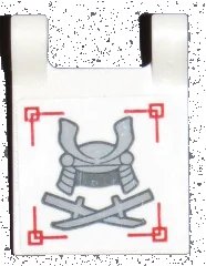 LEGO onderdeel Flag 2 x 2 Square with Samurai Helmet and Crossed Swords Pattern (Sticker) - Set 70596 (2335pb181)