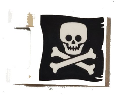 LEGO part Flagge 2 x 2 Quadrat mit flachem Totenkopf und Knochen auf schwarzem Hintergrund Muster auf beiden Seiten (Jolly Roger) (2335pb212)