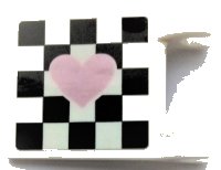 LEGO part Flag 2 x 2 Square with Metallic Pink Heart on Black Checkered Background Pattern Model Left Side (Sticker) - Sets 41350 / 41352 2335pb237L