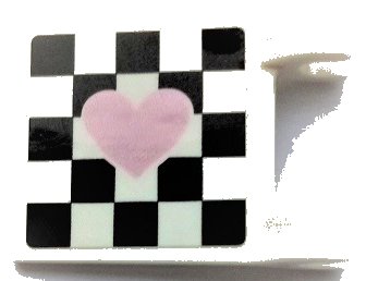 LEGO onderdeel Flag 2 x 2 Square with Metallic Pink Heart on Black Checkered Background Pattern Model Left Side (Sticker) - Sets 41350 / 41352 (2335pb237L)