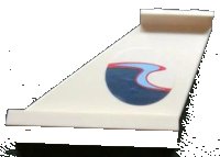 LEGO part Tail 4 x 1 x 3 with Dark Blue, Medium Blue and Red Wave Pattern on Left Side (Sticker) - Set 4642 2340pb020L