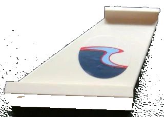 LEGO onderdeel Tail 4 x 1 x 3 with Dark Blue, Medium Blue and Red Wave Pattern on Left Side (Sticker) - Set 4642 (2340pb020L)
