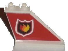LEGO onderdeel Tail 4 x 1 x 3 with Fire Logo Badge on Red Background Pattern on Right Side (Sticker) - Set 7206 (2340pb037r)
