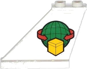 LEGO onderdeel Tail 4 x 1 x 3 with Box and Arrows and Globe Pattern on Left Side (Sticker) - Set 60021 (2340pb047l)