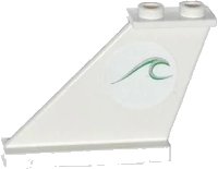 LEGO part Tail 4 x 1 x 3 with Green and Silver Wave Pattern on Left Side (Sticker) - Set 60014 2340pb048l