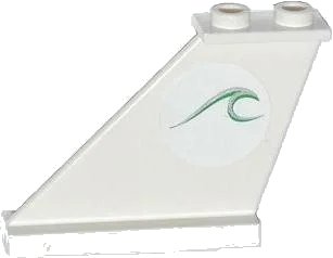 LEGO onderdeel Tail 4 x 1 x 3 with Green and Silver Wave Pattern on Left Side (Sticker) - Set 60014 (2340pb048l)