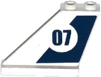 LEGO part Tail 4 x 1 x 3 with Dark Blue Stripe and '07' in White Circle Pattern on Left Side (Sticker) - Set 60069 2340pb056L