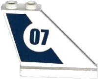 LEGO onderdeel Tail 4 x 1 x 3 with Dark Blue Stripe and '07' in White Circle Pattern on Right Side (Sticker) - Set 60069 2340pb056R