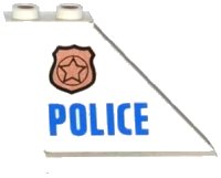 LEGO part Tail 4 x 1 x 3 with Police Copper Star Badge and Blue 'POLICE' Pattern on Right Side (Sticker) - Set 60130 2340pb058R