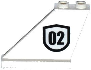 LEGO part Tail 4 x 1 x 3 with Black '02' Badge Outlined Pattern on Left Side (Sticker) - Set 60129 (2340pb059L)