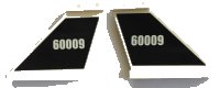 LEGO part Tail 4 x 1 x 3 with White '60009' on Dark Blue Background Pattern on Both Sides (Stickers) - Set 60009 2340pb060