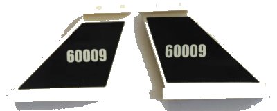 LEGO onderdeel Tail 4 x 1 x 3 with White '60009' on Dark Blue Background Pattern on Both Sides (Stickers) - Set 60009 (2340pb060)
