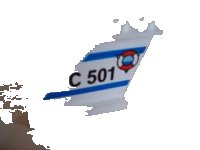 LEGO part Tail 4 x 1 x 3 with 'C 501' and Coast Guard Logo over Triangle Pattern on Left Side 2340px2