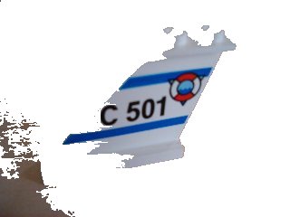 LEGO onderdeel Tail 4 x 1 x 3 with 'C 501' and Coast Guard Logo over Triangle Pattern on Left Side (2340px2)