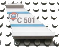 LEGO onderdeel Tail 4 x 1 x 3 with 'C 501' and Coast Guard Logo over Triangle Pattern on Right Side 2340px3