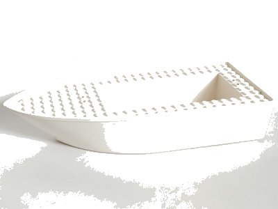 LEGO part Boat, Hull Unitary 25 x 10 x 4 1/3 Floating with White Deck (2372c01)