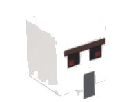 LEGO part Minifigure, Head, Modified Cube Tall with Raised Rectangle with Pixelated Dark Brown Unibrow, Red and Black Eyes, and Dark Bluish Gray Nose Pattern (Minecraft Iron Golem) 23766pb001