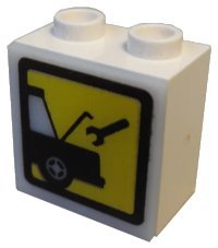 LEGO part Electric, Light 1 1/8 x 2 x 1 2/3 Cabinet with Lamp Holes (Sign Back) with Milky White Electric, Light 2 x 2 Clip-On Plate with Car Repair Pattern (2383 / 2384pb02) 2383c02