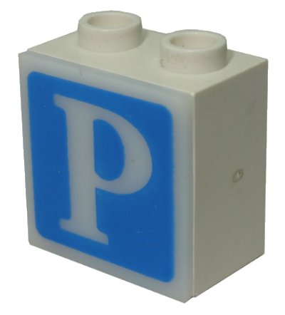LEGO onderdeel Electric, Light 1 1/8 x 2 x 1 2/3 Cabinet with Lamp Holes (Sign Back) with Milky White Electric, Light 2 x 2 Clip-On Plate with Parking Pattern (2383 / 2384pb04) (2383c04)