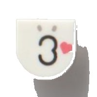 LEGO part Tile, Round 1 x 1 Half Circle Extended with Light Bluish Gray Nostrils, Black Kissy Mouth, and Coral Heart Pattern 24246pb016