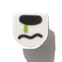 LEGO part Tile, Round 1 x 1 Half Circle Extended with Black Nose and Wavy Mouth, Lime Drip Pattern 24246pb019