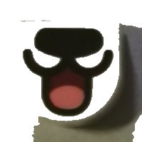 LEGO part Tile, Round 1 x 1 Half Circle Extended with Black Nose and Open Mouth with Tongue Pattern 24246pb021